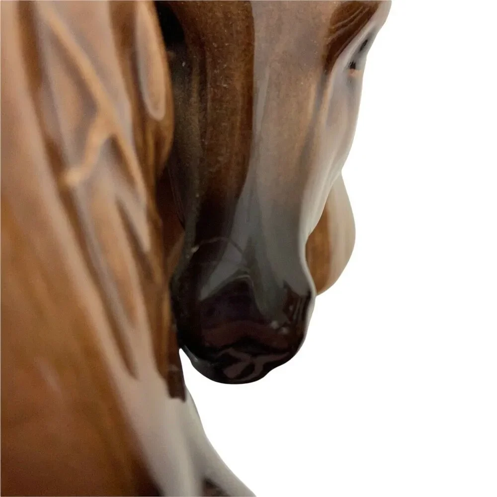 Mare And Foal Planter Vintage Brown Glossy Finish Beautiful Glazed 8" x 3.5" - Picture 6 of 12